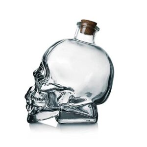 skull decanter lead-free glass with cork stopper - whiskey decanter for liquor, vodka, wine, bourbon gifts for men dad and women (750ml)