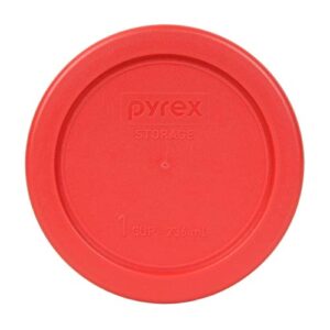 Pyrex (1) 7201-PC Sleek Silver, (1) 7200-PC Sea Glass & (1) 7202-PC Red Round Plastic Food Storage Replacement Lids, Made in USA