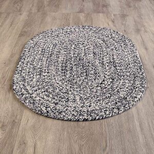 super area rugs farmhouse braided rug cotton kitchen reversible carpet, black & white, 2' x 3' oval