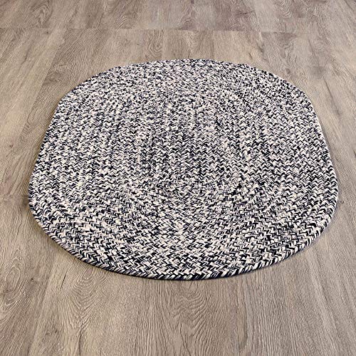 Super Area Rugs Farmhouse Braided Rug Cotton Kitchen Reversible Carpet, Black & White, 2' X 3' Oval