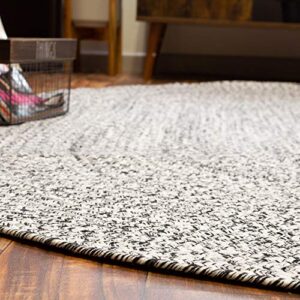 Super Area Rugs Farmhouse Braided Rug Cotton Kitchen Reversible Carpet, Black & White, 2' X 3' Oval