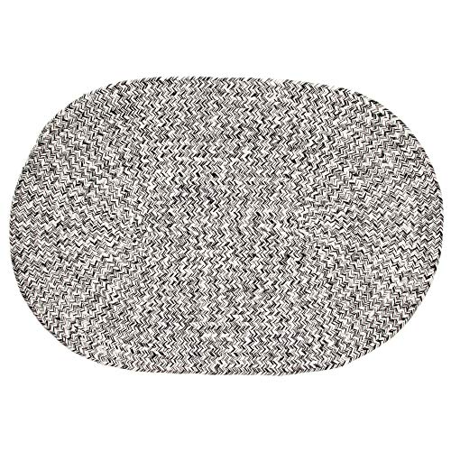 Super Area Rugs Farmhouse Braided Rug Cotton Kitchen Reversible Carpet, Black & White, 2' X 3' Oval