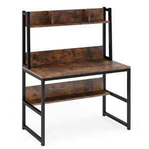 Tribesigns Computer Desk with Hutch, Study Desk with Bottome Storage Shelve, Workstaion for Home Office, Small Space