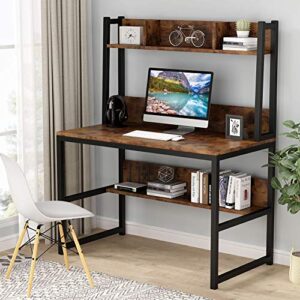 Tribesigns Computer Desk with Hutch, Study Desk with Bottome Storage Shelve, Workstaion for Home Office, Small Space