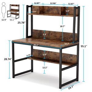 Tribesigns Computer Desk with Hutch, Study Desk with Bottome Storage Shelve, Workstaion for Home Office, Small Space