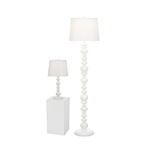 Catalina Lighting 59" Balustraude Wood-Look Floor Lamp, Glossy White