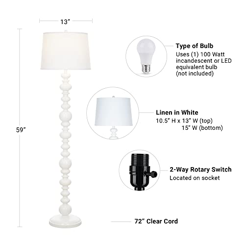 Catalina Lighting 59" Balustraude Wood-Look Floor Lamp, Glossy White