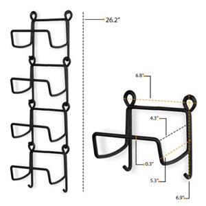 Wallniture Boto Wrought Iron Towel Rack, Rustic Wall Decor and Bathroom Organizer for Bath Towels Set, Stackable Storage Rack of 4 with 2 Hooks, Black