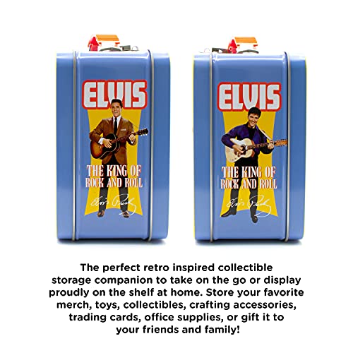 AQUARIUS Elvis Retro Fun Box - Sturdy Tin Storage Box with Plastic Handle & Embossed Front Cover - Officially Licensed Elvis Merchandise & Collectible Gift for Kids, Teens & Adults