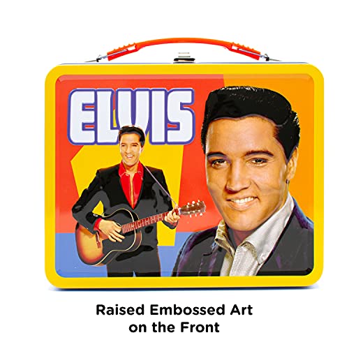 AQUARIUS Elvis Retro Fun Box - Sturdy Tin Storage Box with Plastic Handle & Embossed Front Cover - Officially Licensed Elvis Merchandise & Collectible Gift for Kids, Teens & Adults