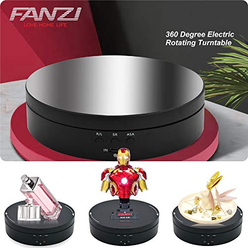 FANZI Motorized Turntable Display for Display Jewelry, Watch, Digital Product, Bag, Models, Jewelry, Collectibles,and Product Shooting 360 Degree Electric Rotating Turntable 6 Inch Diameter - Black