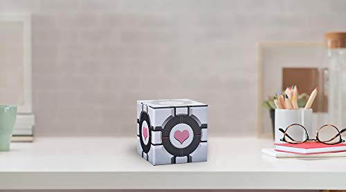 Portal Companion Cube Tin Storage Box - 4x4-Inch Novelty Stash Container W/ Pop Top Lid - Decorative Organizer Holder Cube - Kitchen Bedroom Office Decor - Colorful Heart Design Collectible Canisters