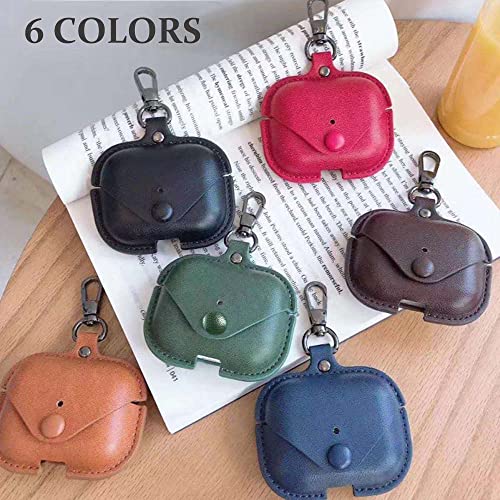 Genuine Leather Case Compatible with AirPods Pro Case, VOMA Protective Cover for Apple AirPods Pro Wireless Charging Case Headphones EarPods, Soft Leather Cover with Keychain Hook Black