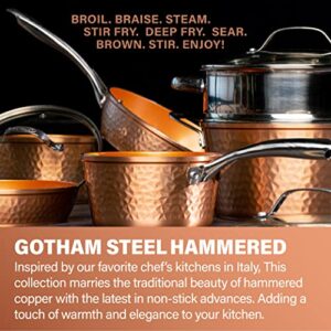 Gotham Steel Hammered Copper Collection – Mini 5.5” Egg Pan, Premier Nonstick Aluminum Cookware with Rubber Grip Handle, Dishwasher & Oven Safe up to 500° F