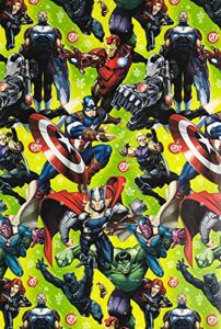 marvel avengers superheros wrapping paper gift wrap (3.33 feet wide - 60 sq feet)
