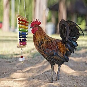 Vehomy Chicken Xylophone Toy for Hens Suspensible Wood Xylophone Toy with 8 Metal Keys Chicken Coop Pecking Toy with Grinding Stone (Rainbow Color)