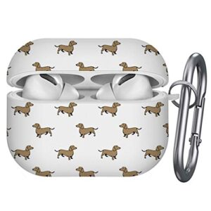 art-strap protective case, compatible with airpods pro - shockproof soft tpu gel case cover with keychain carabiner replacement for apple airpods pro (dachshund dog)
