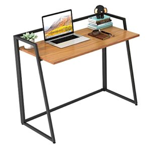 eureka ergonomic foldable desk 41", no assembly required home office small folding computer desk table for small spaces study writing work, portable, easy to fold up or down, space saving, brown