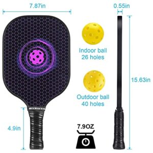 BYKUTA Pickleball Paddles Set of 2, Lightweight Graphite Carbon Fiber Pickleball Paddles, with 4 Outdoor/Indoor Pickle Balls, 1 Portable Carry Bag, Gifts for Men Women