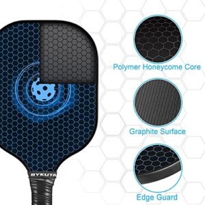BYKUTA Pickleball Paddles Set of 2, Lightweight Graphite Carbon Fiber Pickleball Paddles, with 4 Outdoor/Indoor Pickle Balls, 1 Portable Carry Bag, Gifts for Men Women