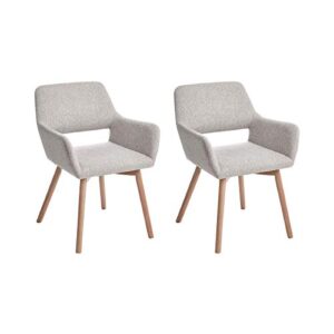 CangLong Leisure Modern Living Dining Room Accent Arm Chairs Club Guest with Solid Wood Legs, Set of 2, Grey