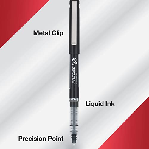 PILOT Precise V5 Stick Liquid Ink Rolling Ball Stick Pens, Extra Fine Point (0.5mm) Navy Ink, 12-Pack (13444)