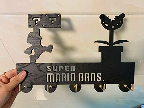 Super Mario Key Hooks-Unque Game Theme Decor Wall Hooks Heavy Duty 20LB(Max),Wall Décor,Wood Coat Hooks, Key Holder,Key Hanger for Wall、Entryway and Kitchen