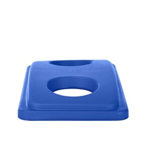 Alpine Industries Slim Trash Can Lid - Compact Garbage Bin Cover - Durable Slender Varied Plastic Top Minimize Odors and Keep Litter Inside and Unseen - Can and Bottle Recycling Lid - Blue