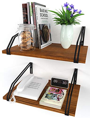 Avantru, Floating Shelves Deep, Floating Shelves Wall Mounted, Large Wall Shelf, Wide Shelf, Pinewood, for Kitchen, Bedroom, Bathroom, Living Room, Office. Set of 2. Use: Décor, Photos, Books