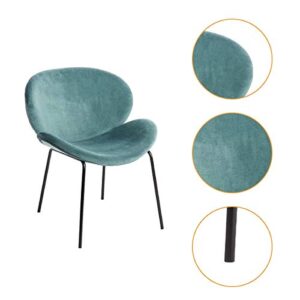CangLong Accent Modern Large Shell Gold Metal Legs Cute Desk Velvet Dining Makeup Dresser for Living Room Leisure Chair for Bedroom Set of 2, Blue