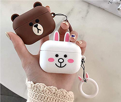 ZAHIUS Airpods Pro Silicone Case Funny Cover Compatible for Apple Airpods Pro[3D Cartoon Pattern][Designed for Kids Girl and Boys][Small Bear]