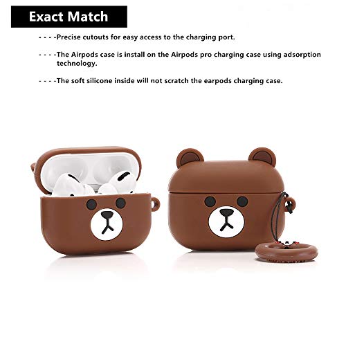 ZAHIUS Airpods Pro Silicone Case Funny Cover Compatible for Apple Airpods Pro[3D Cartoon Pattern][Designed for Kids Girl and Boys][Small Bear]