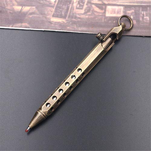 SZHOWORLD Creative Solid Brass Bolt Action Pen, Hexagonal Six Edge Handmade Pocket Pen Gift Pen for EDC (Retro Black)