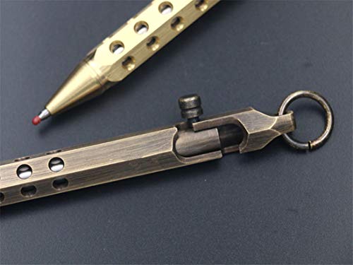 SZHOWORLD Creative Solid Brass Bolt Action Pen, Hexagonal Six Edge Handmade Pocket Pen Gift Pen for EDC (Retro Black)