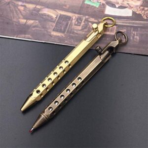 SZHOWORLD Creative Solid Brass Bolt Action Pen, Hexagonal Six Edge Handmade Pocket Pen Gift Pen for EDC (Retro Black)