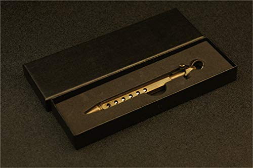 SZHOWORLD Creative Solid Brass Bolt Action Pen, Hexagonal Six Edge Handmade Pocket Pen Gift Pen for EDC (Retro Black)