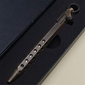 SZHOWORLD Creative Solid Brass Bolt Action Pen, Hexagonal Six Edge Handmade Pocket Pen Gift Pen for EDC (Retro Black)