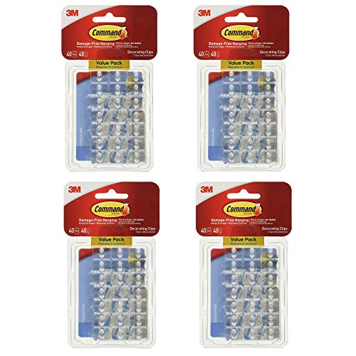 Command Mini Holiday Light Hooks, Great for Holiday Lights, 40 Clips, 48 Strips (4 Pack)