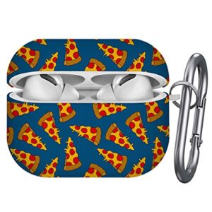 art-strap protective case, compatible with airpods pro - shockproof soft tpu gel case cover with keychain carabiner replacement for apple airpods pro (pizza doodle)