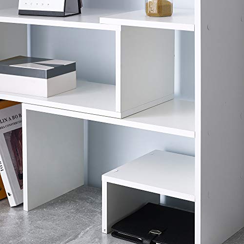 Yak About It Compact Adjustable Dorm Desk Bookshelf - White