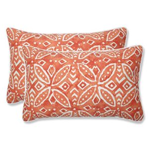 pillow perfect outdoor/indoor merida pimento lumbar pillows, 11.5" x 18.5", orange, 2 count