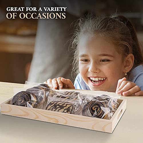 Hammont Wooden Nested Serving Trays - Five Piece Set of Rectangular Shape Wood Trays for Crafts with Cut Out Handles | Kitchen Nesting Trays for Serving Pastries, Snacks, Mini Bars, Chocolate