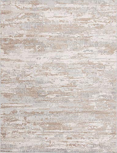 Rugs.com Caspian Collection Area Rug – 9' x 12' Beige Low-Pile Rug Perfect for Living Rooms, Large Dining Rooms, Open Floorplans
