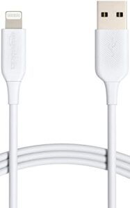 amazon basics usb-a to lightning abs charger cable, mfi certified charger for apple iphone 14 13 12 11 x xs pro, pro max, plus, ipad, 6 foot, white