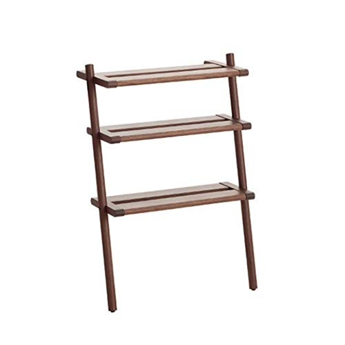 Shoe rack NAN Liang Solid Wood 3-Layer Partition Wall Simple Storage Rack Floor Rack Color: Log and Walnut-Convenient (Color : B)