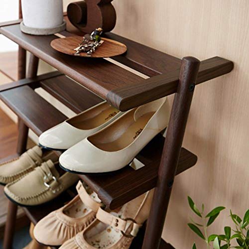 Shoe rack NAN Liang Solid Wood 3-Layer Partition Wall Simple Storage Rack Floor Rack Color: Log and Walnut-Convenient (Color : B)