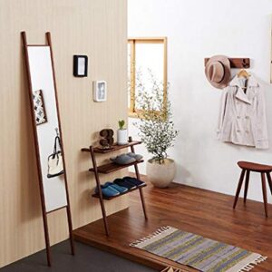 Shoe rack NAN Liang Solid Wood 3-Layer Partition Wall Simple Storage Rack Floor Rack Color: Log and Walnut-Convenient (Color : B)