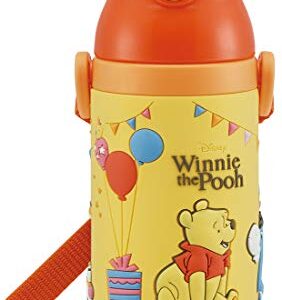 Skater SSPV4 Stainless Steel Children's Water Bottle, 12.8 fl oz (380 ml), Straw Drinking, 3D, Winnie the Pooh, Disney