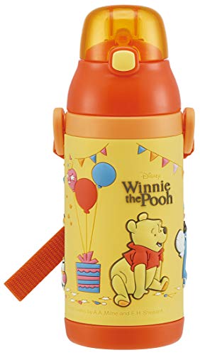 Skater SSPV4 Stainless Steel Children's Water Bottle, 12.8 fl oz (380 ml), Straw Drinking, 3D, Winnie the Pooh, Disney