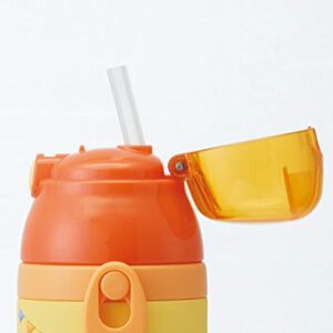Skater SSPV4 Stainless Steel Children's Water Bottle, 12.8 fl oz (380 ml), Straw Drinking, 3D, Winnie the Pooh, Disney